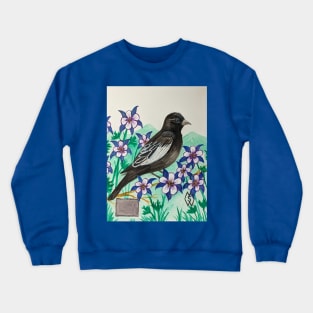 Colorado state bird and flower, the lark bunting and Rocky Mountain columbine Crewneck Sweatshirt